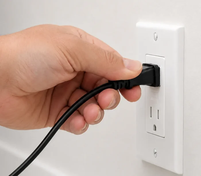 Plugging the heater into a wall outlet